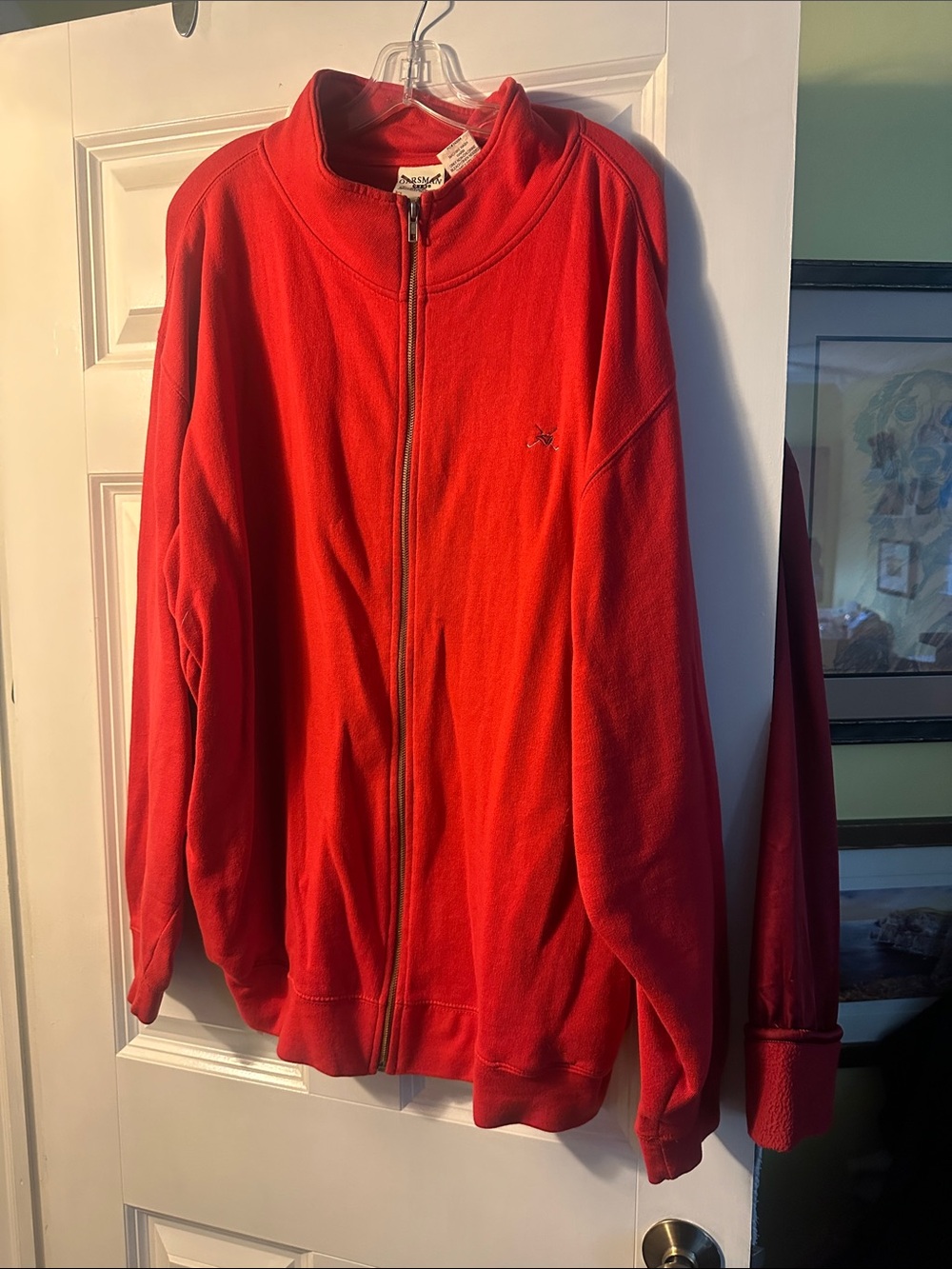 Men's Red Full-Zip Fleece Sweater Jacket - Classic Zip-Up
